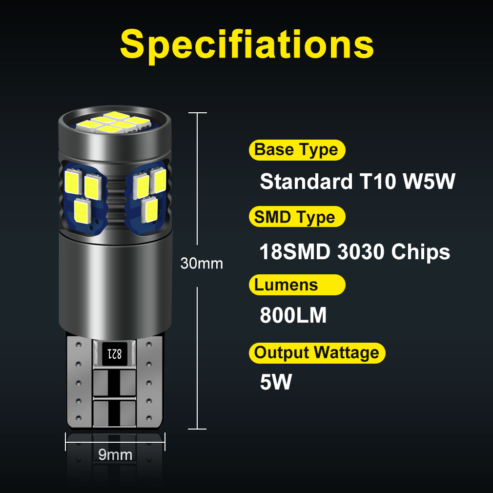 T10 W5W LED 18×3030 SMD chip 02